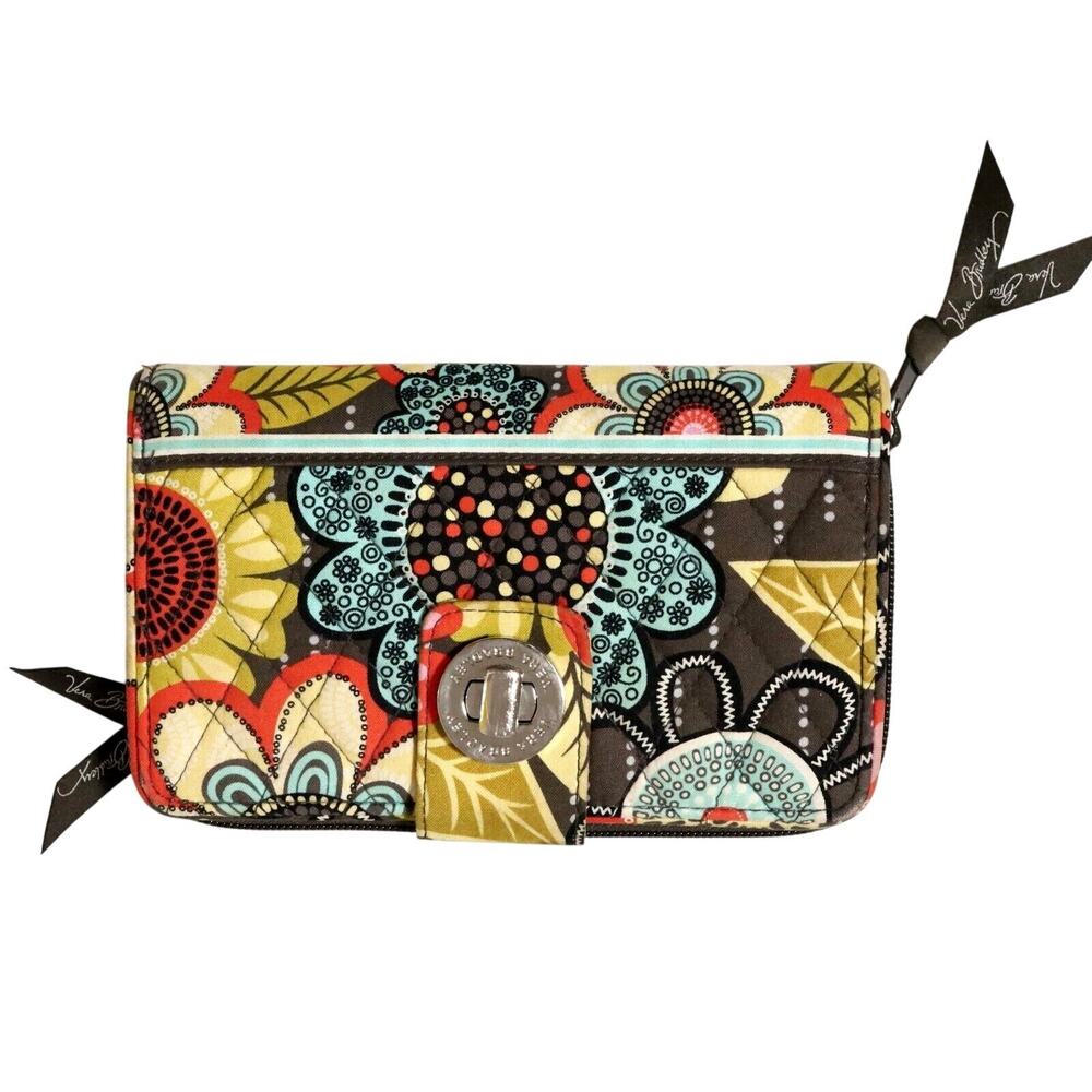 Vera Bradley Wallet Womens Twist Lock Card Slots Checkbook Zip Compartment